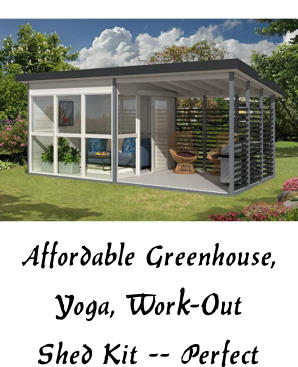 Affordable Greenhouse, Yoga, Work-Out  Shed Kit -- Perfect